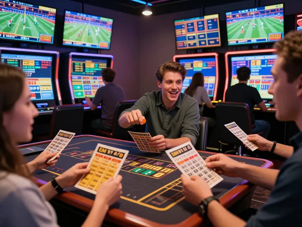 Exciting sports betting scene with bettors engaging in 789win action and vibrant atmosphere.
