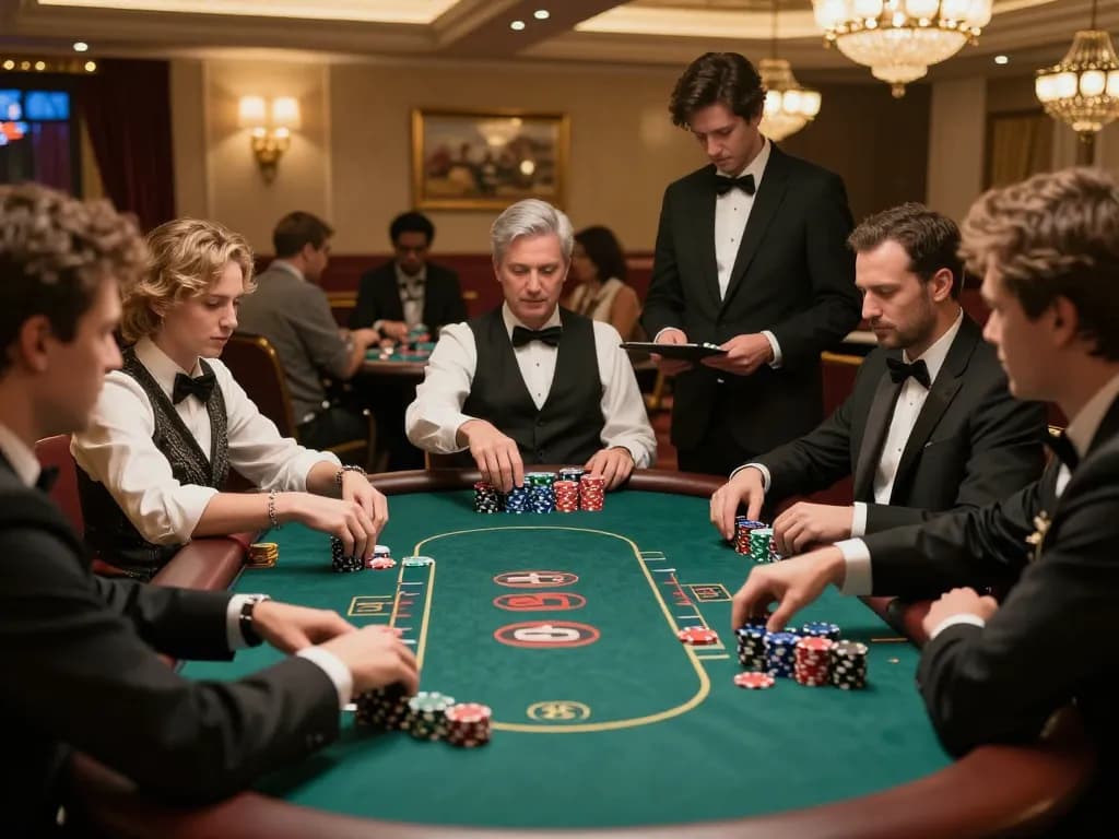 nowgoal players placing strategic bets at a poker table, showcasing casino excitement