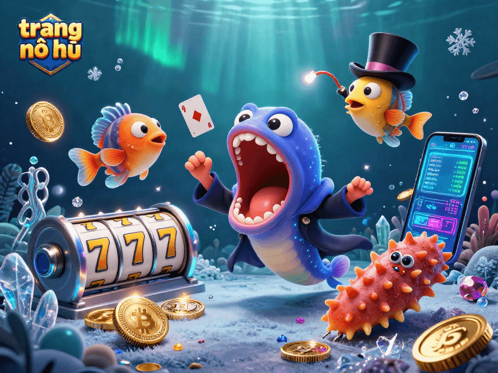 Engaging trang nổ hũ scene showcasing a deep-sea gulper eel magician and slot elements.