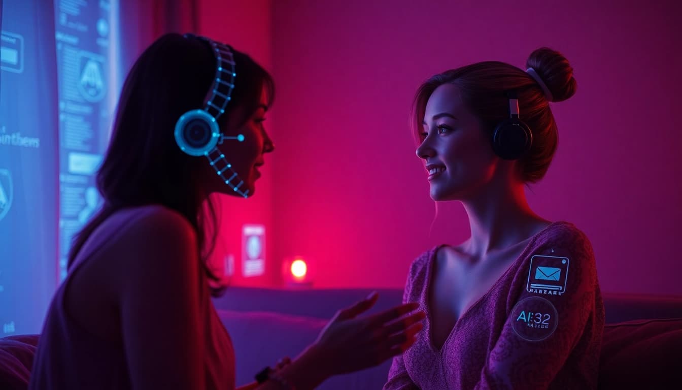 Engaging conversation with a virtual character showcasing sex ai technology in an intimate setting.