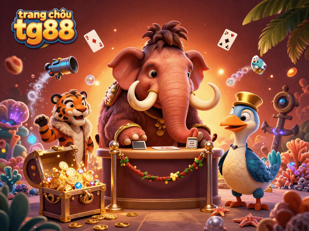 Engage with trang chủ tg88’s vibrant 3D casino scene featuring iconic characters and golden treasures.