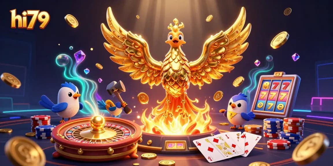 Spin and win at hi79 with golden phoenix and shimmering casino elements.