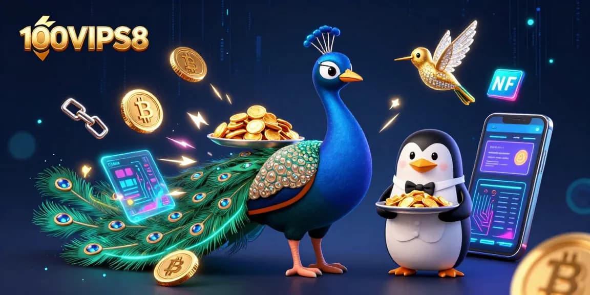 Experience thrilling wins at 100VIPS8 with elite characters amidst dazzling gaming elements.