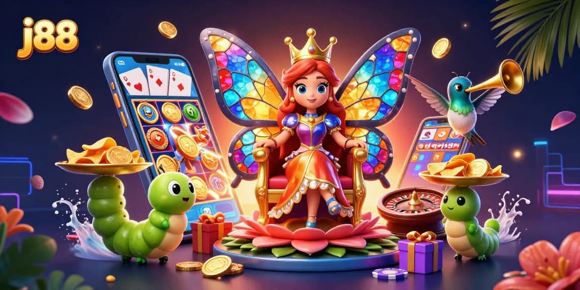 Experience thrilling j88 gameplay with vibrant casino elements in this dynamic illustration.