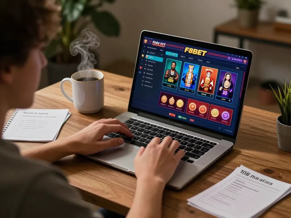 Engaging player exploring F8BET's casino interface during an online gaming session.