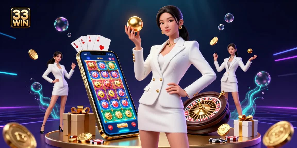 Experience the excitement of 33 WIN with stunning casino visuals and dynamic gaming elements.