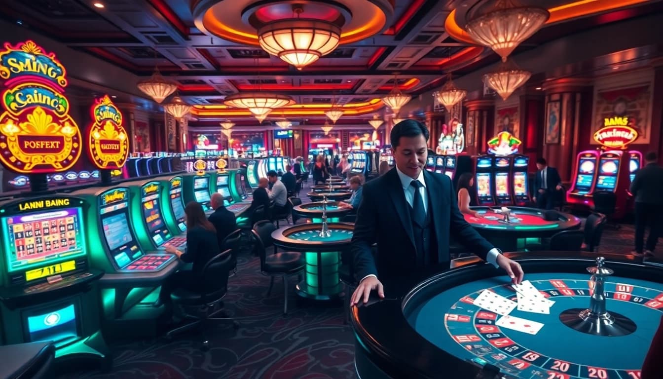 Experience the thrill of gambling at tylenhacai7.com with exciting casino visuals featuring cards and dice.