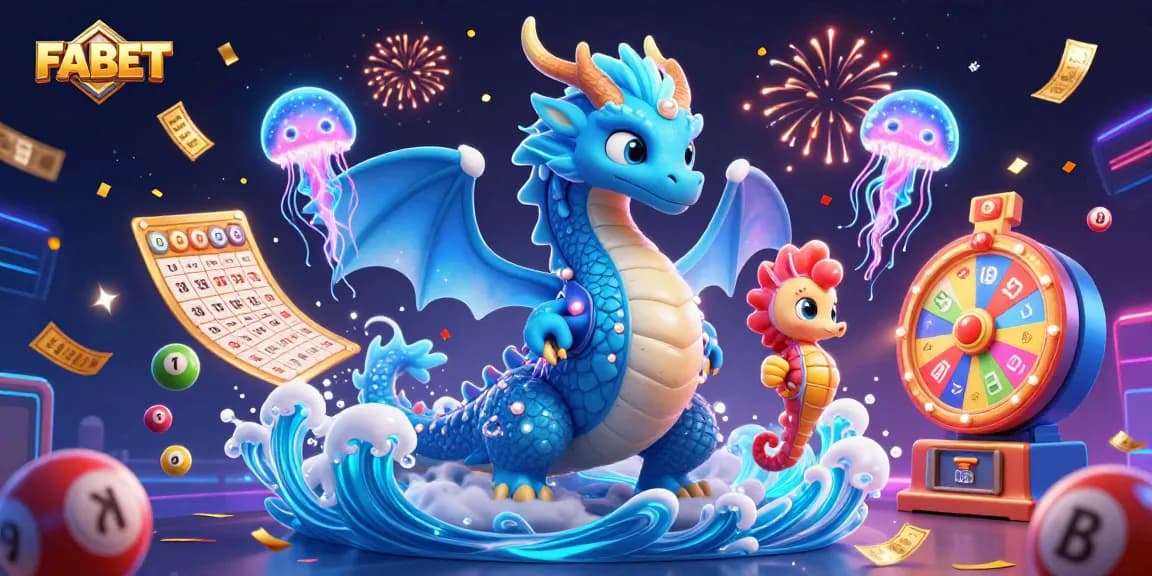 FABET showcases dynamic gaming scenes with vibrant elements, celebrating casino excitement.