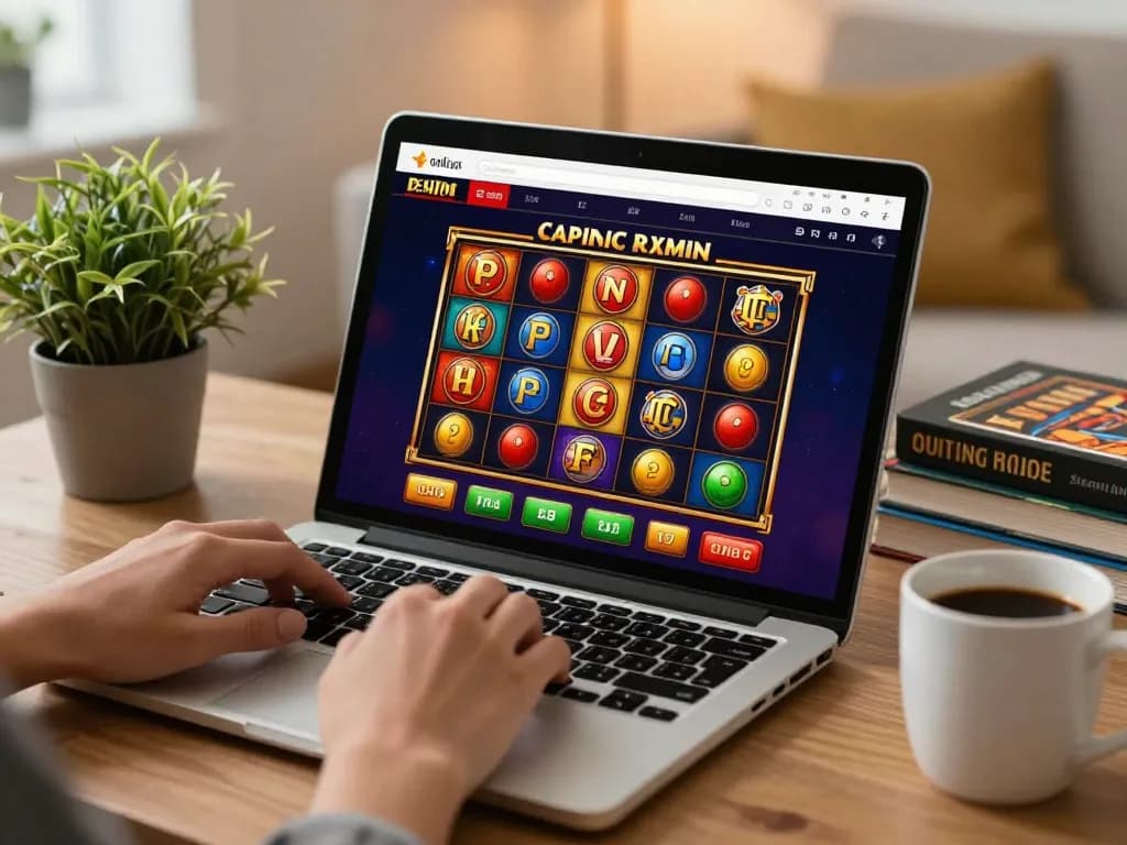 Play slot games on uu88 com in a cozy home setting with a laptop and coffee.