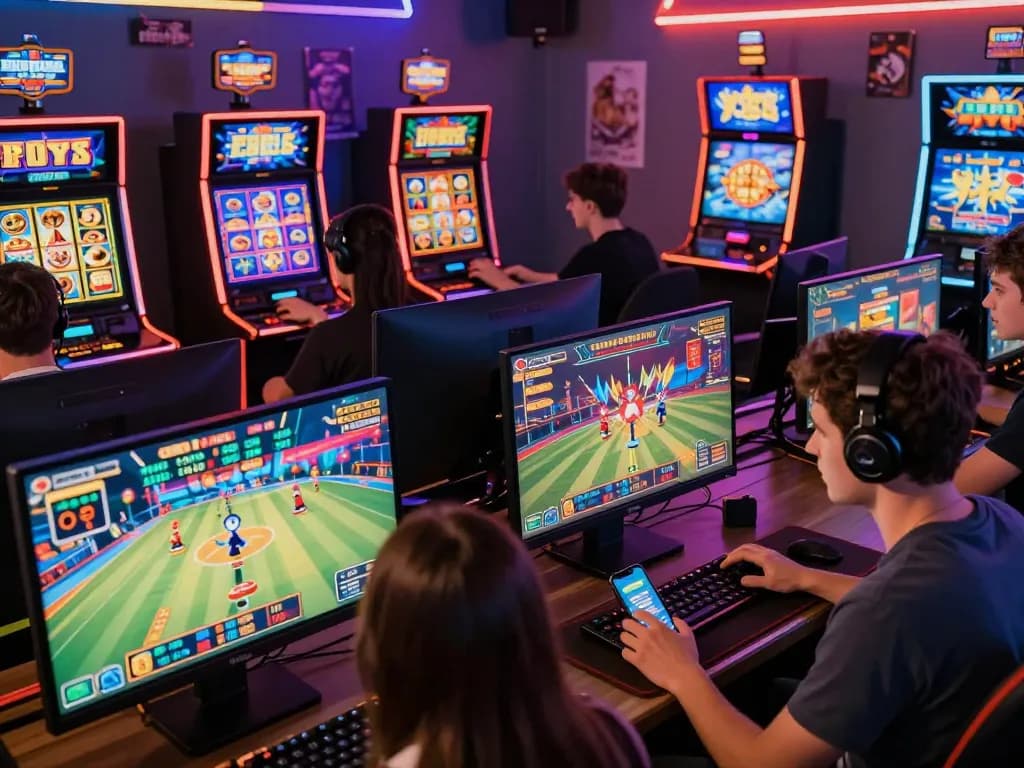 Hitclub players enjoying a vibrant online gaming experience on digital devices with colorful graphics and dynamic atmosphere.