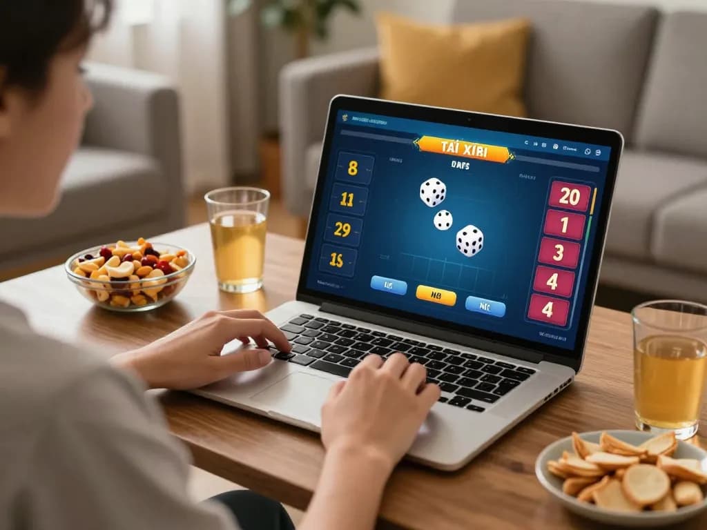 Player enjoying tài xỉu online while engaging with dynamic gameplay at home.