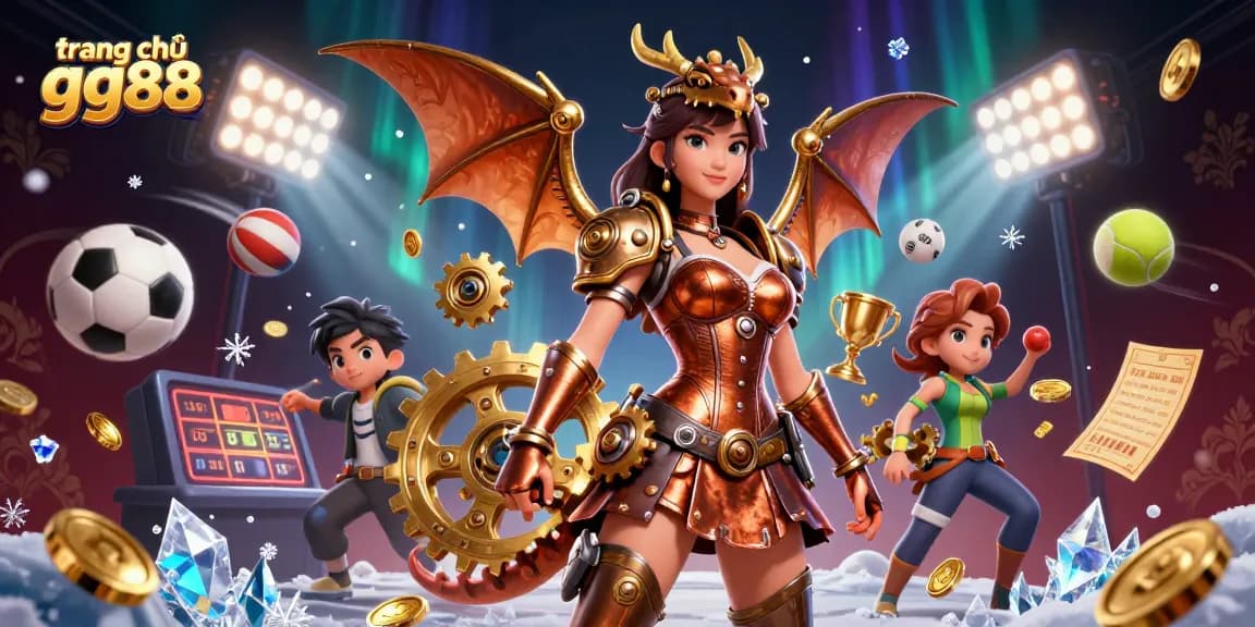 Play exciting games on trang chủ gg88 with a glamorous steampunk-themed casino illustration.