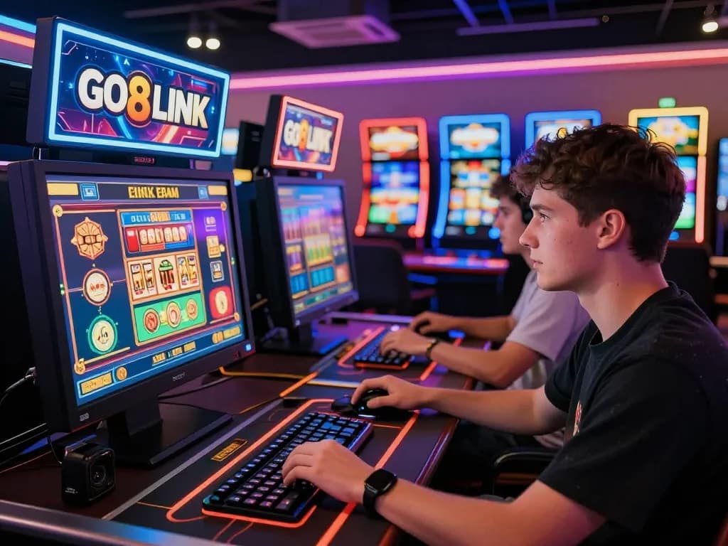 Player engaging with the GO8 LINK at a modern online casino, highlighting the excitement of gaming.