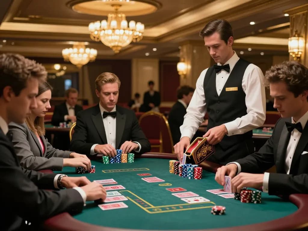 Max88 players engaging in a high-stakes blackjack game in a luxurious casino setting