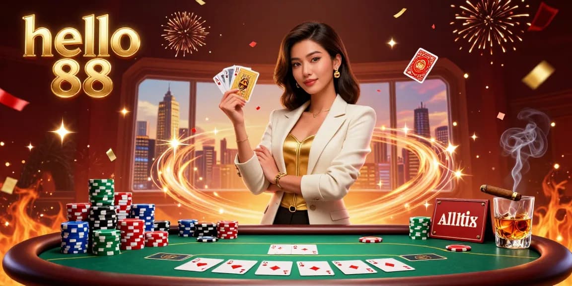 Experience high-stakes gaming with hello 88 in this vibrant casino scene filled with poker excitement.
