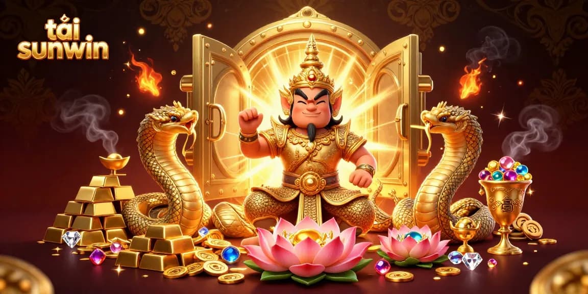 Join the excitement of tải sunwin with our thrilling casino illustration of legendary guardians and treasures.