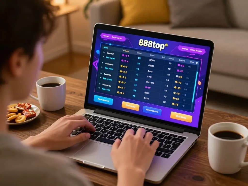 Engaging gameplay on 888top com, showcasing online betting strategies in a cozy home environment.