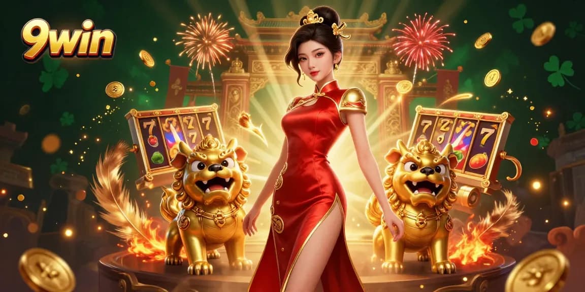 Experience thrilling gameplay at 9win with a glamorous scene set in an Asian-themed casino.
