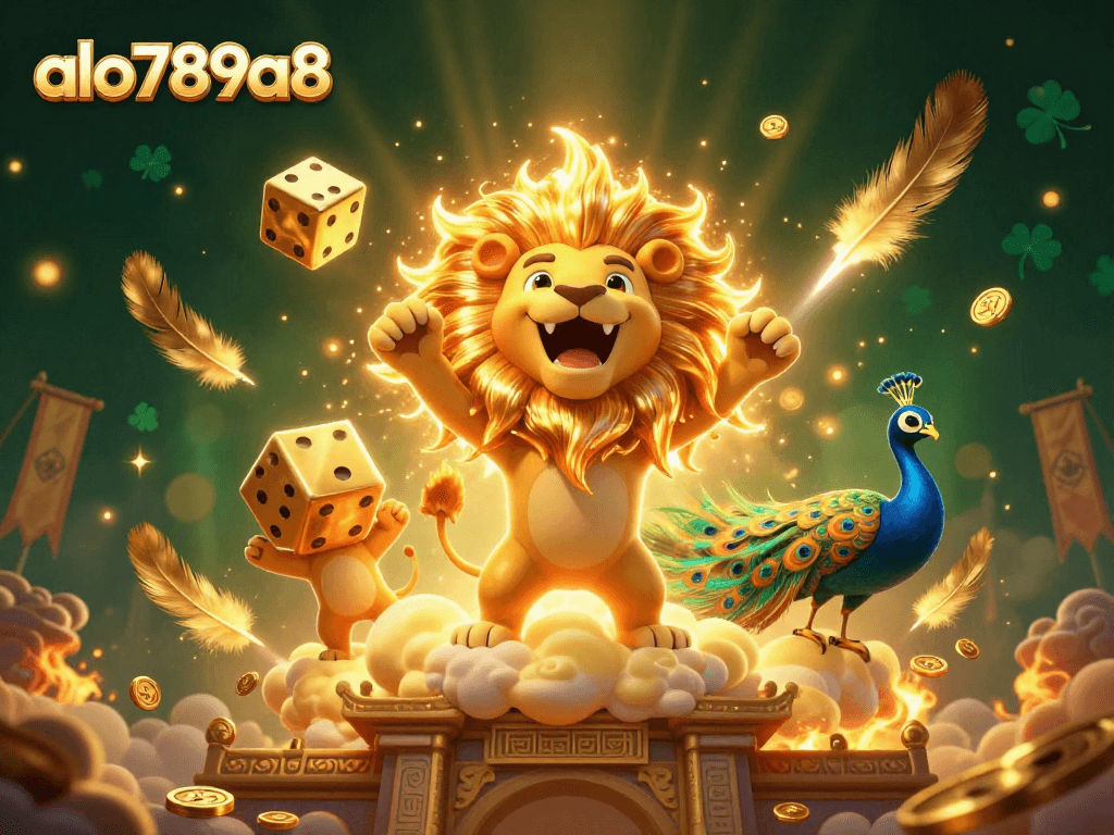 Engage with the gaming excitement of alo789a8 through a dynamic casino scene featuring a roaring sun lion.