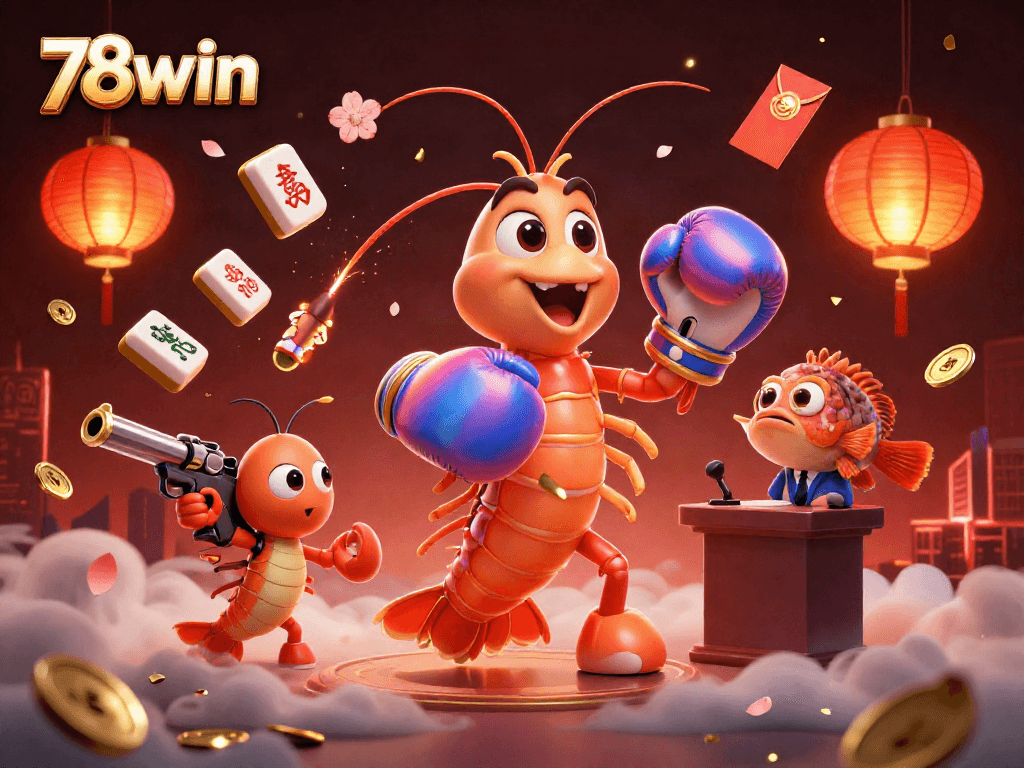 Engage with 78win's dynamic casino scene featuring vibrant characters and rich gaming elements.