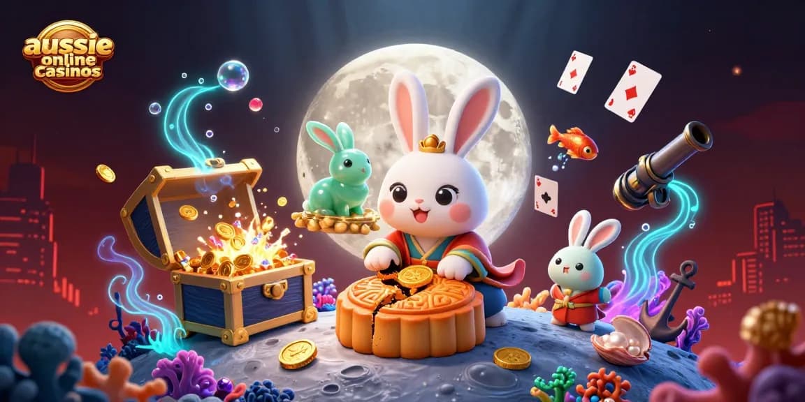 Experience the excitement of aussie online casinos through vibrant casino-themed 3D artistry with rich detail.