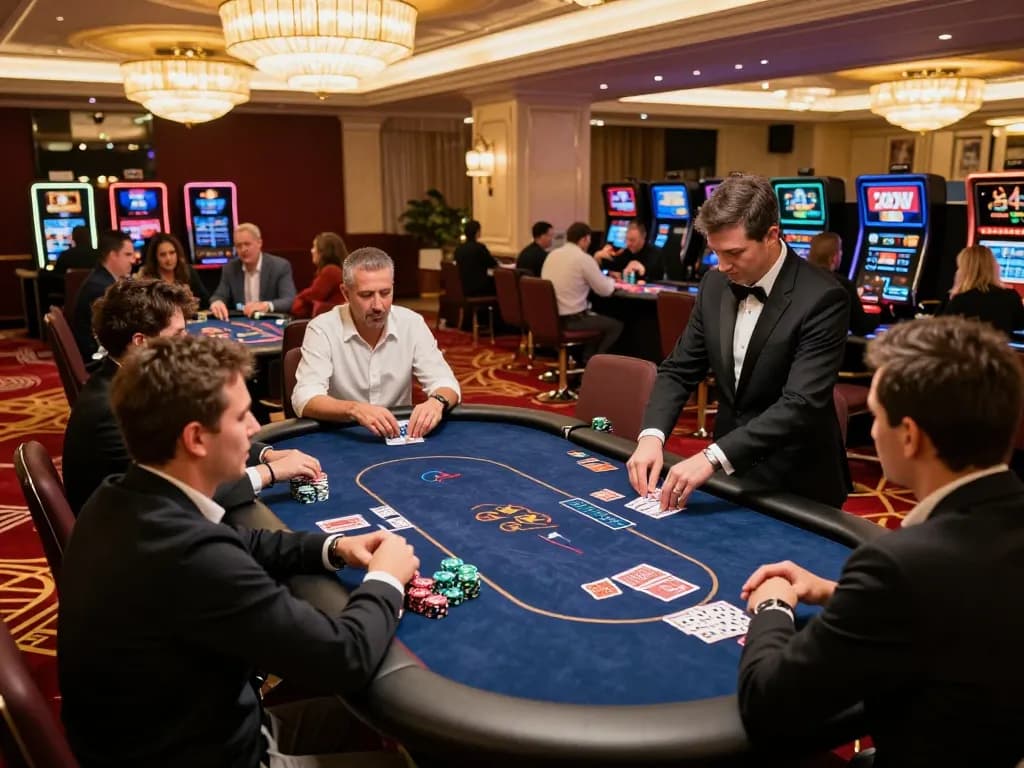 Experience dynamic gameplay at 23winn casino with players engaging at a high-stakes poker table