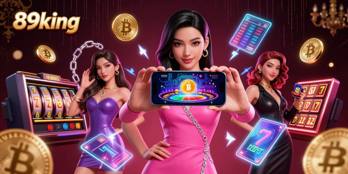 Experience the thrill of 89king with a live dealer game amidst vibrant casino elements.