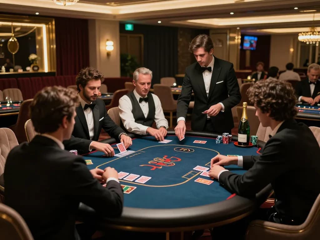 SC88 players engaging in strategic high-stakes poker game in luxurious casino setting