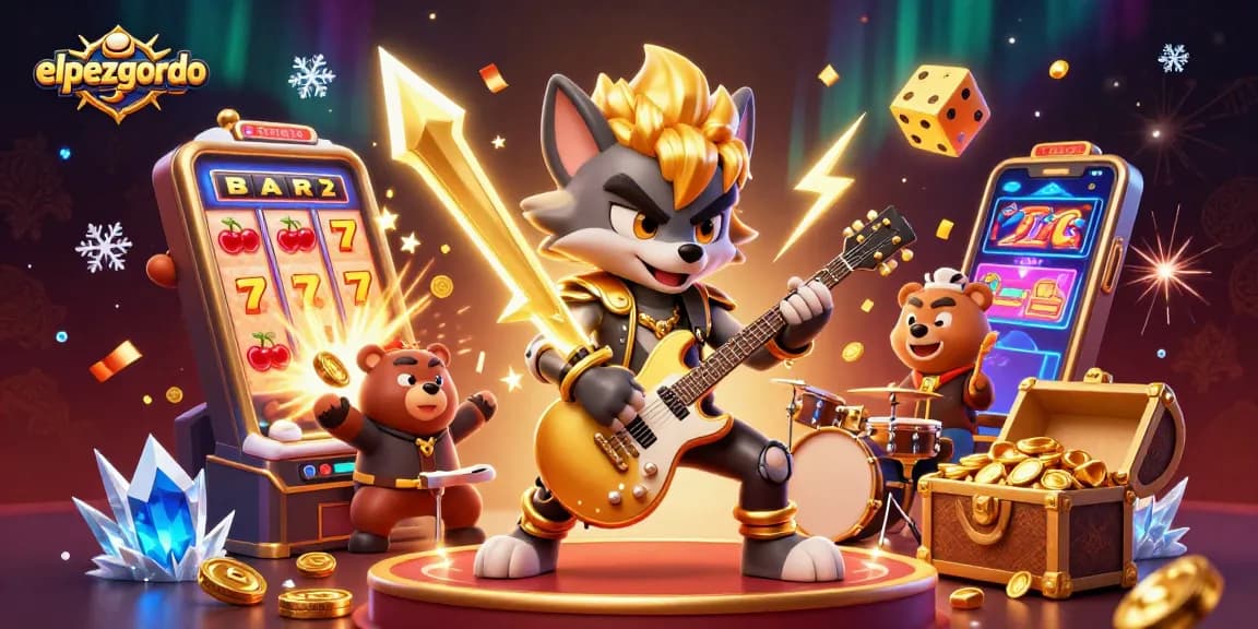 Experience thrilling gambling with elpezgordo's exciting casino scene featuring animated characters and vibrant game elements.