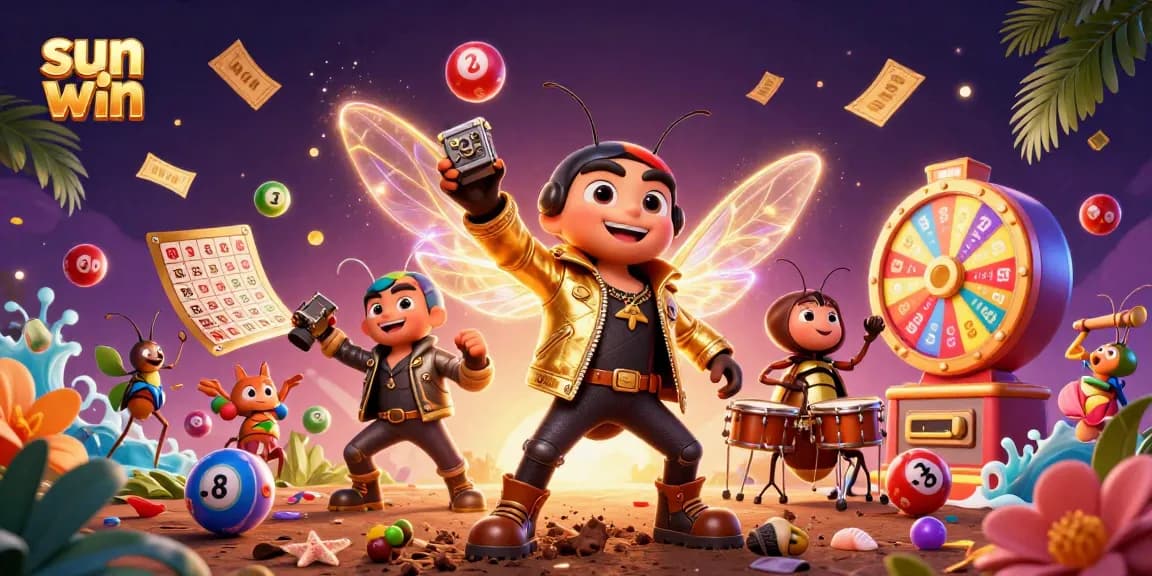 Win big with sun win in this vibrant lottery-themed 3D illustration packed with excitement!
