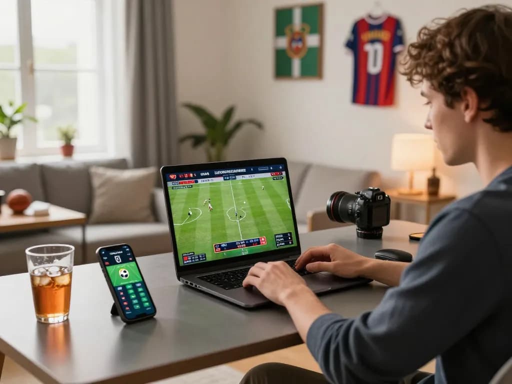 Engage in sports betting on 88clbgo through a modern home setup, showcasing live odds.