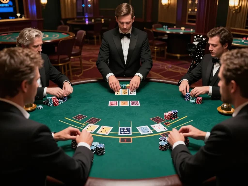 Engaging blackjack game at 789club casino, showcasing strategic play and luxurious setting.