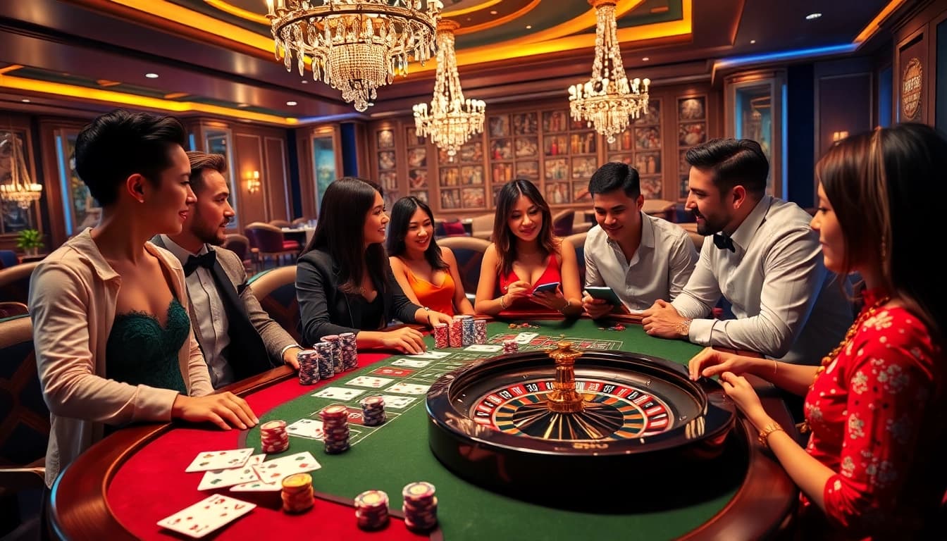 Action-packed gaming at the WW88 casino table with players enjoying poker and roulette.
