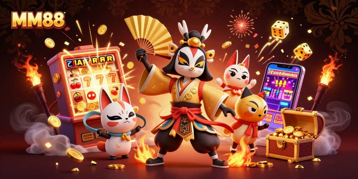 Experience the excitement of MM88 with immersive casino elements and vibrant characters in action.
