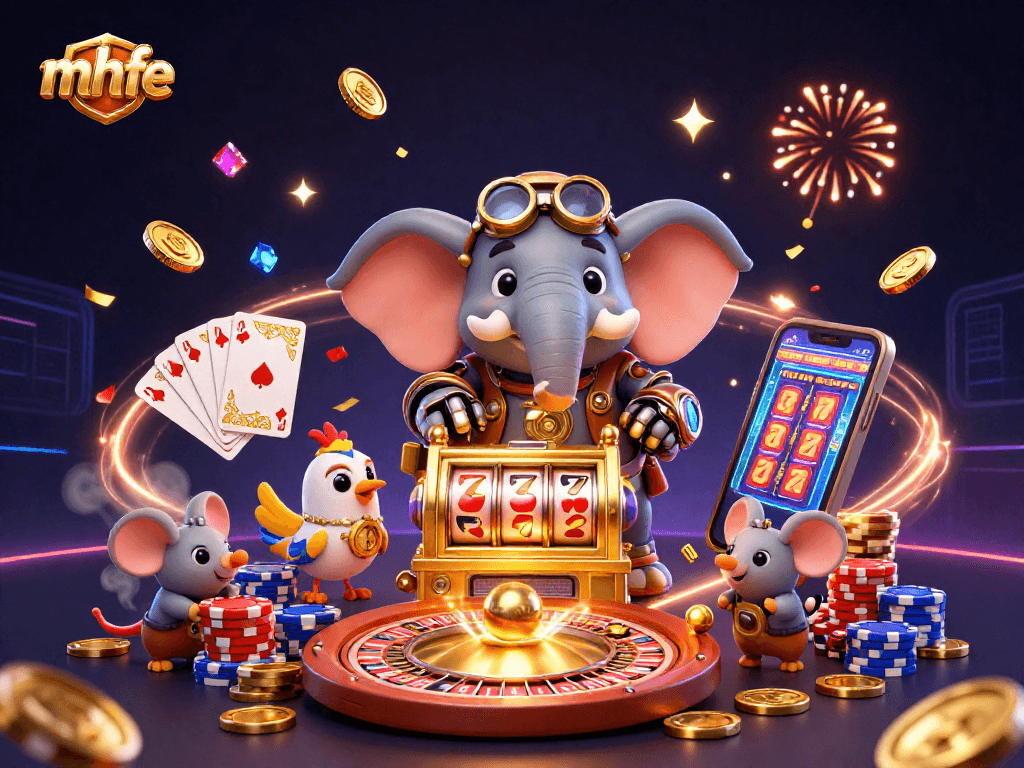 Experience thrilling gameplay at mhfe casinos with a steampunk-themed slot machine scene filled with vibrant elements.