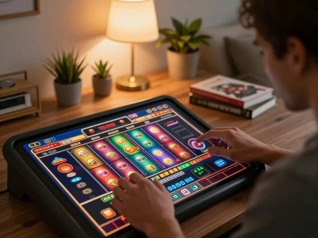 Player enjoying an engaging xi88 online slot game on a tablet, highlighting dynamic gameplay.