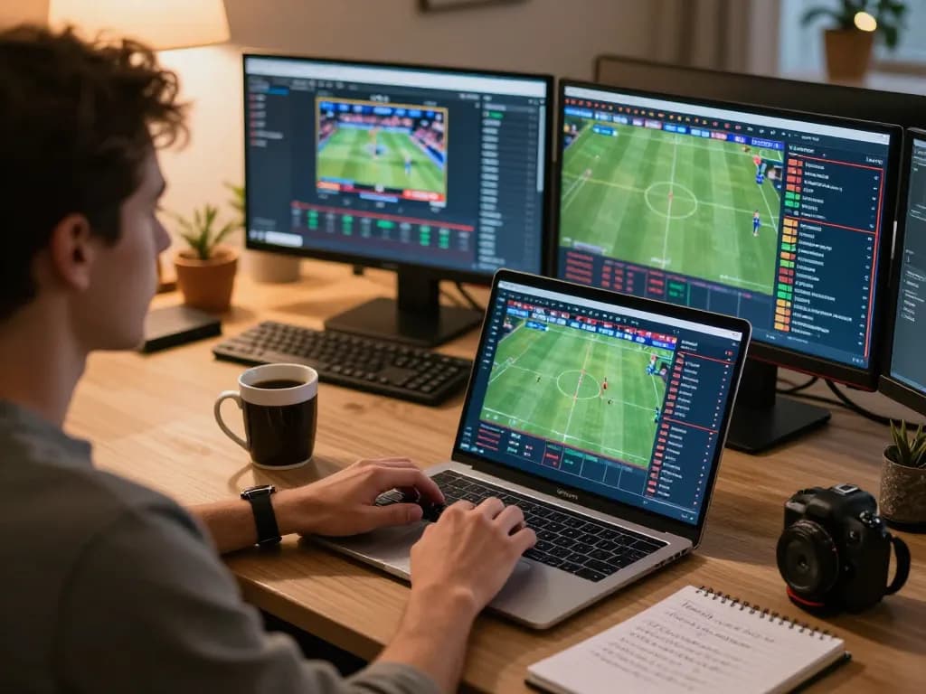Player betting on sports with 258bet online from a cozy home office, enjoying strategic gameplay.