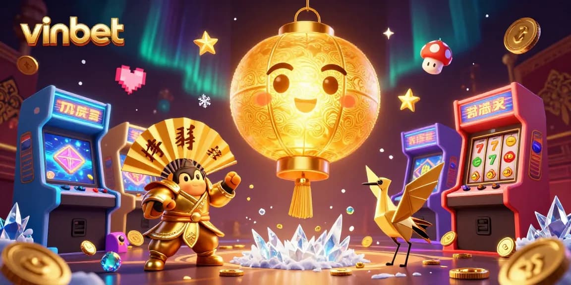 Engage with vinbet's vibrant casino atmosphere filled with golden lantern spirits and dynamic game elements.