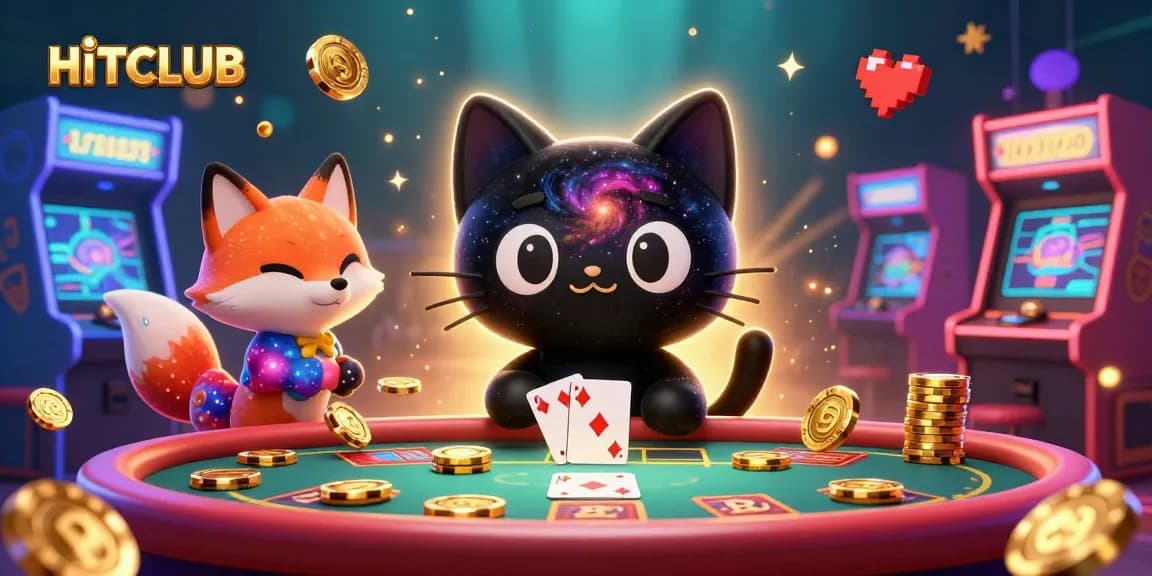 Experience vibrant gaming action at HITCLUB with cosmic characters and colorful casino elements.