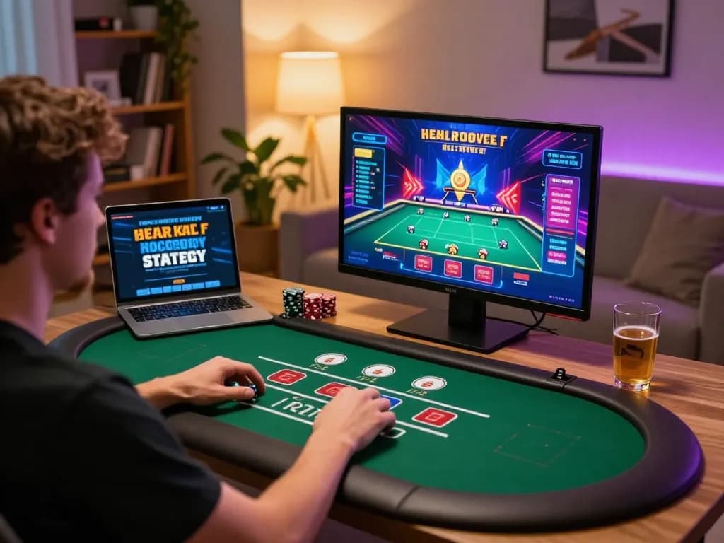 Player enjoying live blackjack on go8 platform at home, showcasing engaging online gambling experience