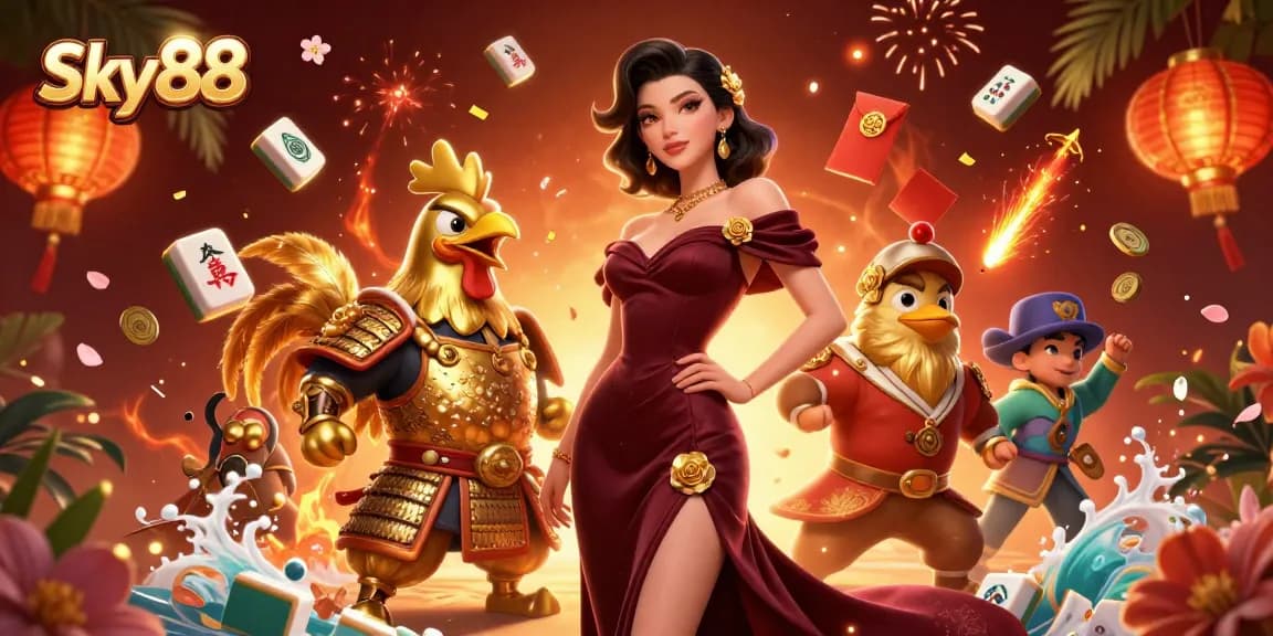 Experience thrilling gameplay at Sky88 with a vibrant 3D casino illustration showcasing exclusive elements.