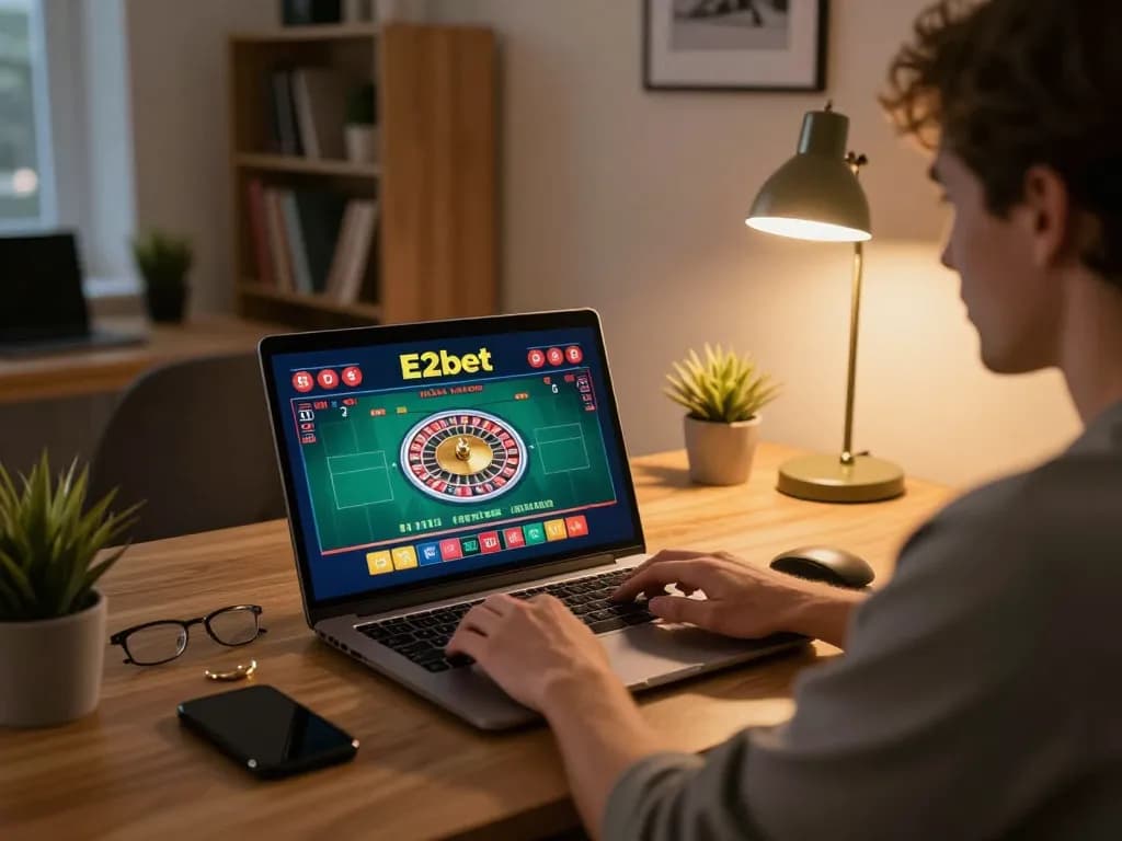 Experience thrilling E2bet gaming while engaging in strategic roulette gameplay from home.