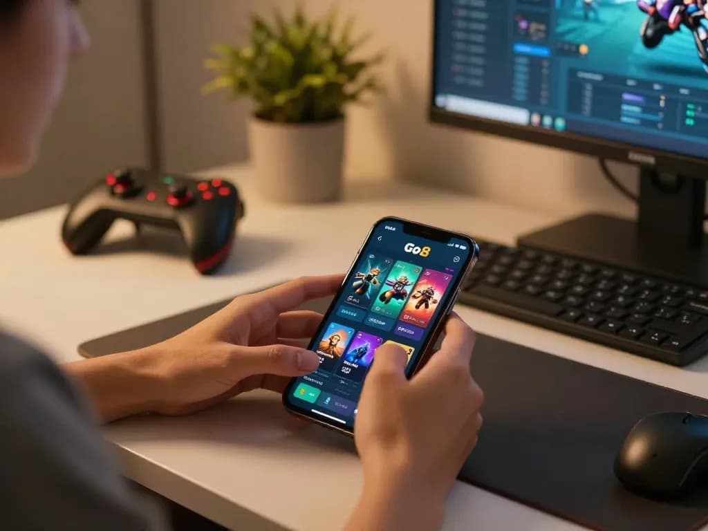 Engaging with the Go8 mobile app for strategic betting during a cozy home gaming session.