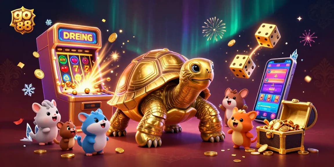 Experience excitement at go 88 with a dynamic scene of cartoon characters playing casino games amidst vibrant jackpot action.