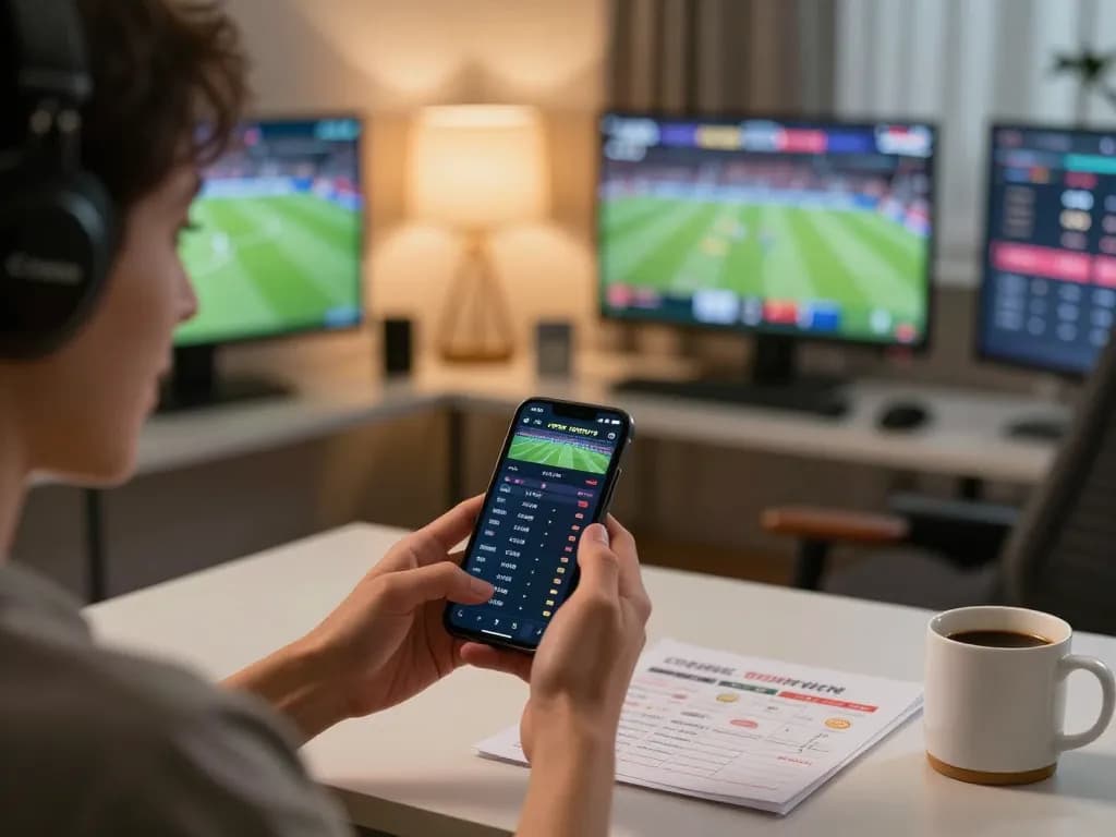 Betting excitement at home with 78wingo's live odds on smartphone, showcasing strategic gameplay.