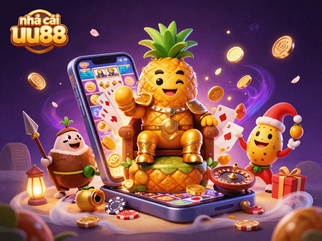 Engage with the thrilling world of nhà cái uu88, featuring a vibrant 3D casino scene.