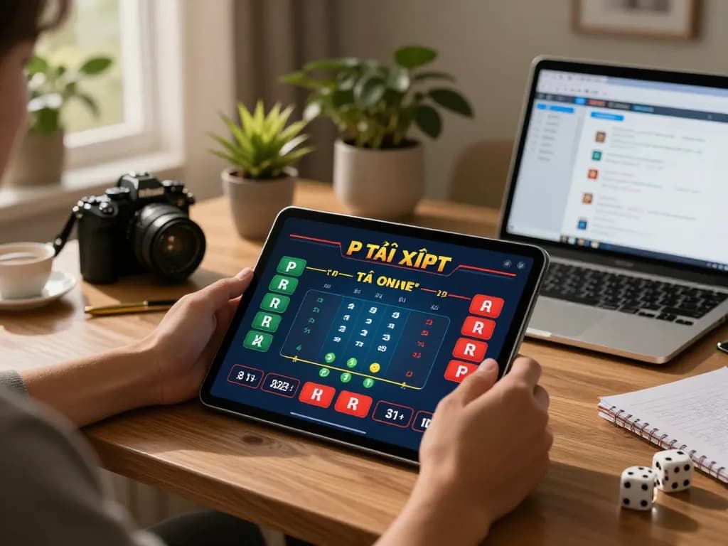 Engaging gameplay of tài xỉu online on a tablet showcasing betting options in a cozy home setting.