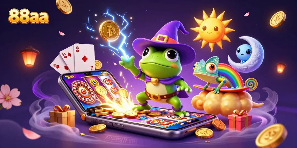 Spin and win with 88aa's vibrant gaming experience featuring golden coins and lively characters.