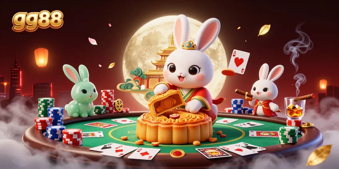Engage in the gg88 casino world with a vibrant Lunar scene showcasing poker elements.