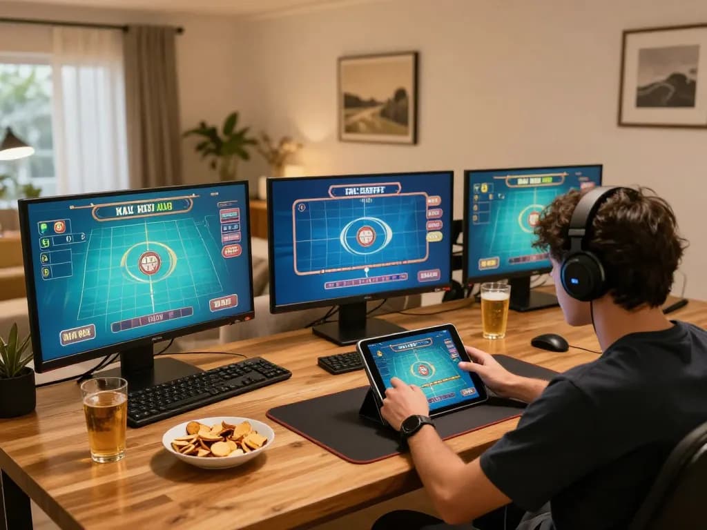 Engaging gameplay of Tài Xỉu MD5 on tablet, showcasing strategic betting in a cozy home setting.